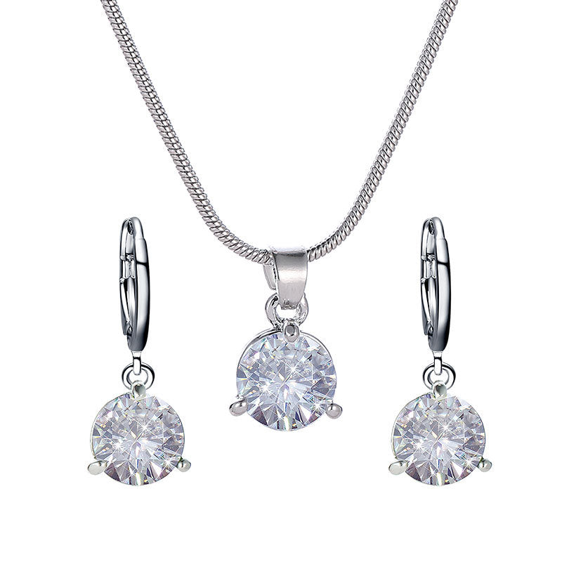 Wholesale Round Multicolor Zircon Necklace and Earring Jewelry Set